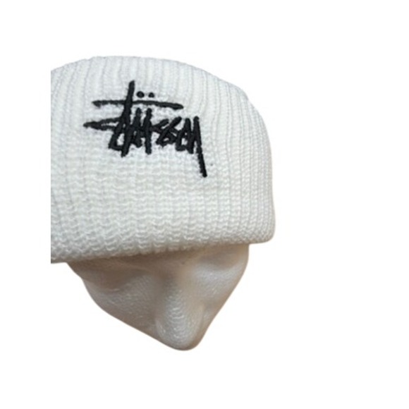 Stussy Other - NwT! "Stussy" Basic Cuff Beanie White Black Embroidered Stock Logo Hat 1321019